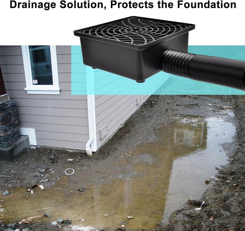 Prestantious Gutter Downspout Catch Basin, Upgraded Version 12"×12" Catch Basin Gutter Downspout Extensions with 3.1” OD Flexible Pipe, Rainwater Downspout Diverter, Pipe Stretched Length 6.7ft - Image 4